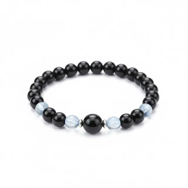 眰恦 简约时尚 森系小清新 文艺风 轻奢感手饰 招财旺财 财运亨通  桃花爆棚 爱情美满#好运 黑曜石 手串 男女同款情侣款