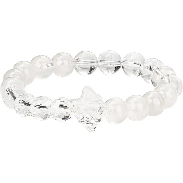 【闪光耀眼】 老庙 白幽灵招财 森系甜美 轻奢时尚高级感显气质  小众设计 日常通勤百搭 女生 礼盒#好运天然 白水晶 手串 女款