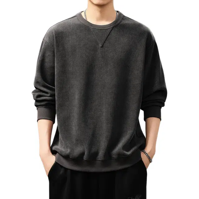 贵色 高端软糯肌理感美式设计感宽松简约休闲圆领套头长袖上衣卫衣 男女同款