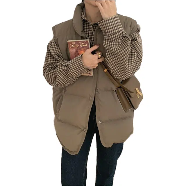 丝絮丝绸 冬季潮流时尚宽松坎肩背心外套马甲 女款