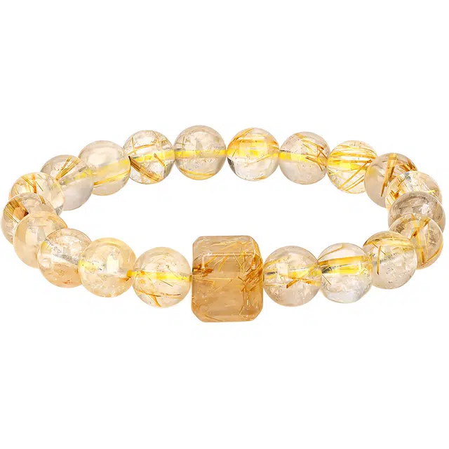 【优雅迷人】 老庙 招财转运发晶 森系甜美 轻奢时尚高级感显气质 日常通勤百搭 女生 礼盒#好运天然 黄水晶 手串 女款