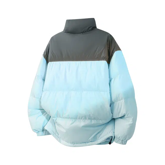 巴塞罗那足球俱乐部 学院风简约纯色基础款品牌印花拼色高街舒适休闲保暖防风宽松立领加厚面包服长袖羽绒服 男女同款