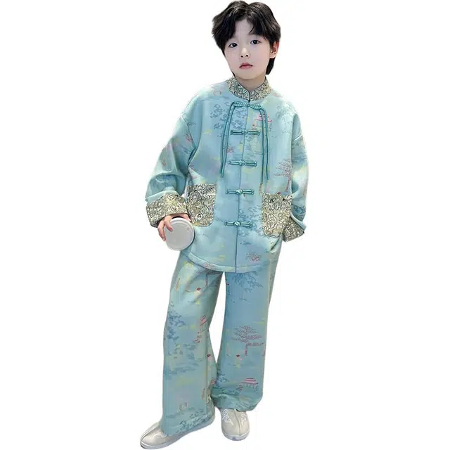 黑恐龙休闲运动套装 中式国风春秋款秋季古装儿童