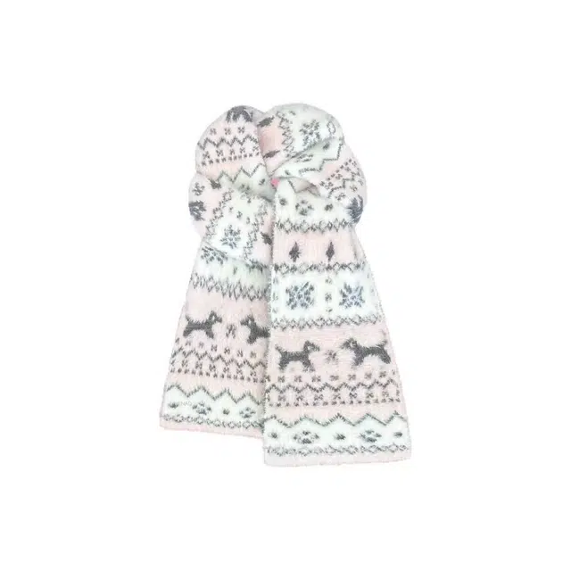 恩僾德 费尔岛猫咪双面提花温柔甜美氛围感保暖针织 聚酯纤维 绒线围巾 男女同款情侣款