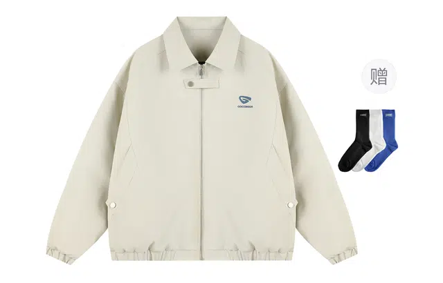 港仔文艺男 美式高街飞行员发泡字母印花工艺经典简约锁温保暖翻领插肩上衣休闲百搭潮流宽松棉服 男女同款