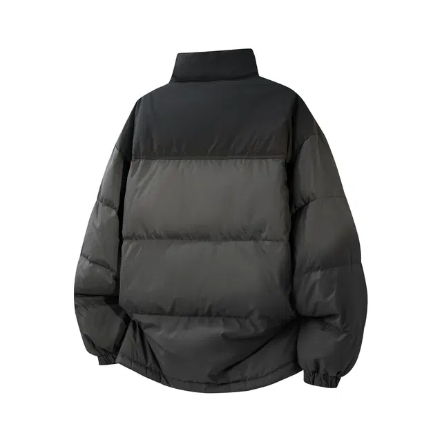 巴塞罗那足球俱乐部 美式简约基础款字母印花舒适休闲保暖防风宽松立领学院风加厚长袖羽绒服 男女同款