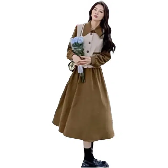 邦固依品 今年流行连衣裙女秋冬款美拉德穿搭马甲两件套遮肉显瘦裙子裙装套装 女款