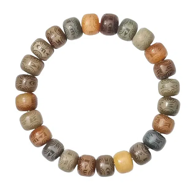 琛宬 六字箴言串珠平安纳福招财转运吉祥如意转运佛珠新中式国潮文玩盘玩佛珠高级感单圈绕指柔 好运 菩提根 手串 男女同款情侣款