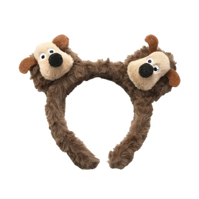 如花梦 可爱万岁 卡通咖色小狗洗脸压发外戴拍照上镜 布艺 发箍 女款