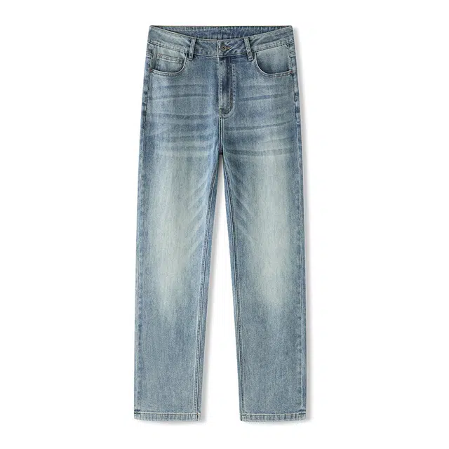 卡丹狄诺 重工水洗棉男士秋冬厚款轻奢品质保暖舒适直筒宽松弹力长裤男休闲裤子男牛仔裤 男款