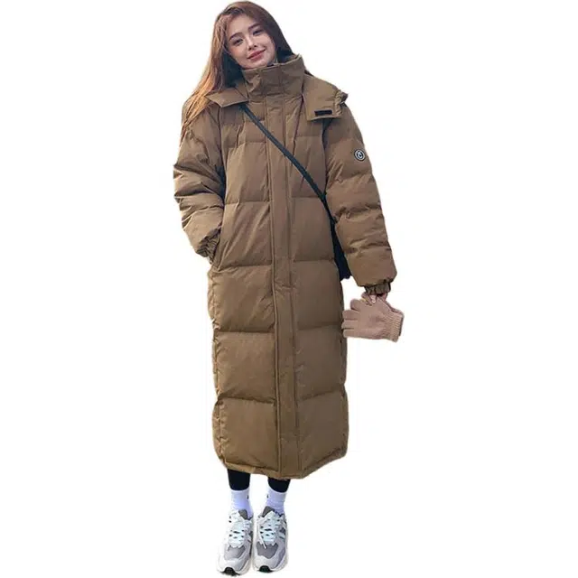 稻草人 韩版长款过膝棉衣宽松加厚棉袄外套棉服 女款