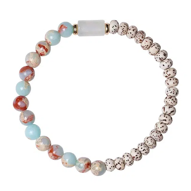 琛宬 【平安喜乐】招财纳福诸事顺遂平安吉祥转运简约精致清新佛珠新中式复古小众高级感文玩盘玩串珠#好运 星月菩提 手串 女款