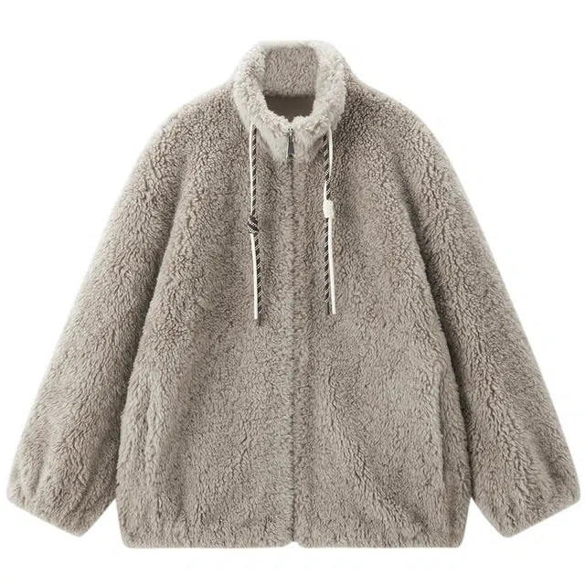 太平鸟 宽松保暖全羊毛颗粒毛毛绒外套品质裘皮皮草 女款