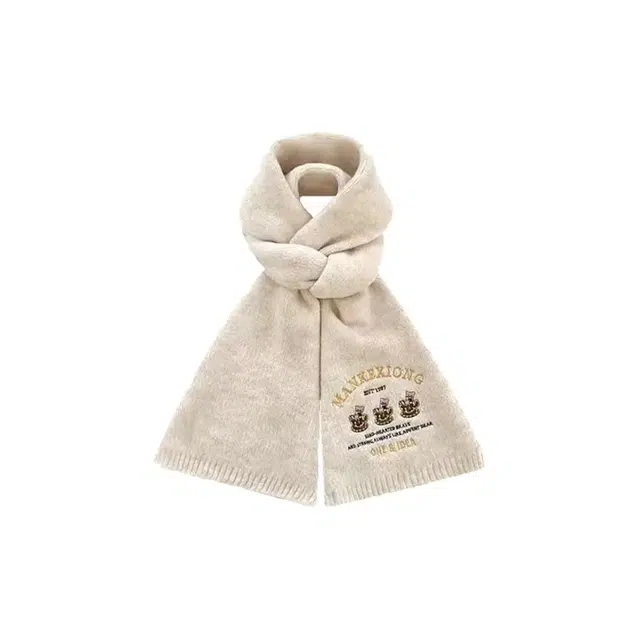 恩僾德 日系可爱小熊刺绣氛围感 聚酯纤维 绒线围巾 男女同款情侣款