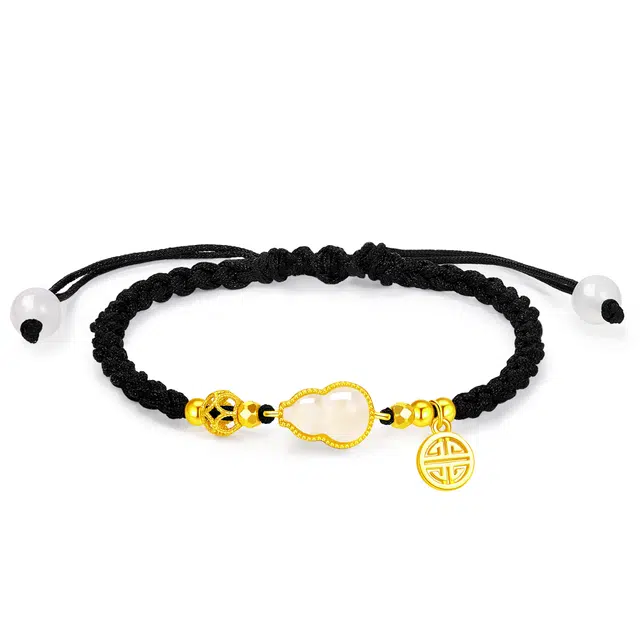 老凤祥 福禄双全月色葫芦新中式福气满满铜钱转运珠编织绳手饰小众轻奢简约百搭高级感纪念礼盒#好运天然 玉髓 手绳 女款