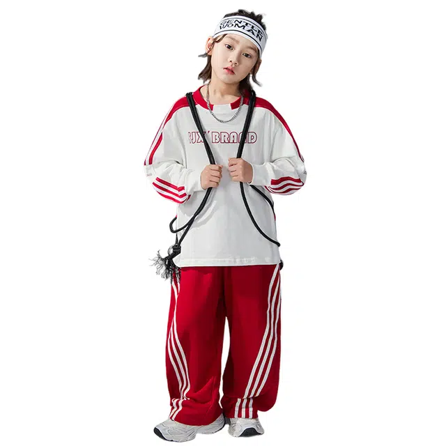 浪莎休闲运动套装 春秋 潮流拼色字母印花上衣 青少年