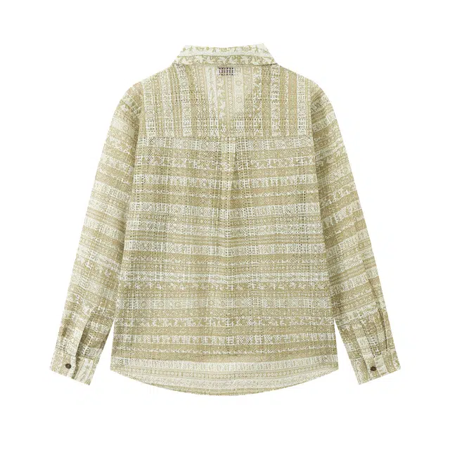 江南先生 流浪者之歌 镂空针织秋季几何常规长袖休闲风衬衫 男女同款