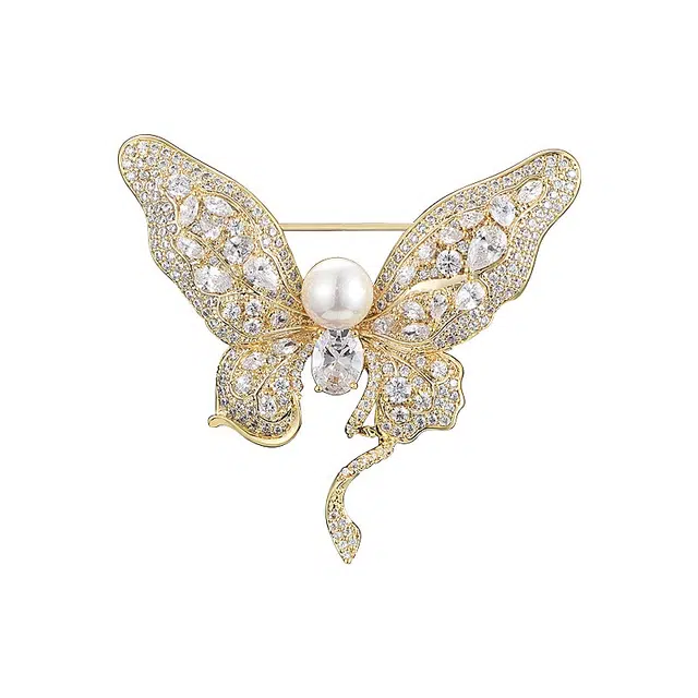 兰盈 蝴蝶水晶轻奢小众 原创设计 环保合金 胸针 男女同款情侣款