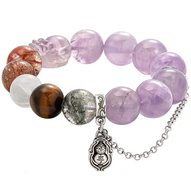 【九紫离火系列】 老庙 福禄平安 转运珠 精致优雅 轻奢时尚 高级感显气质  简约 复古 小众 个性 潮流 日常通勤天然 紫水晶 手串 女款