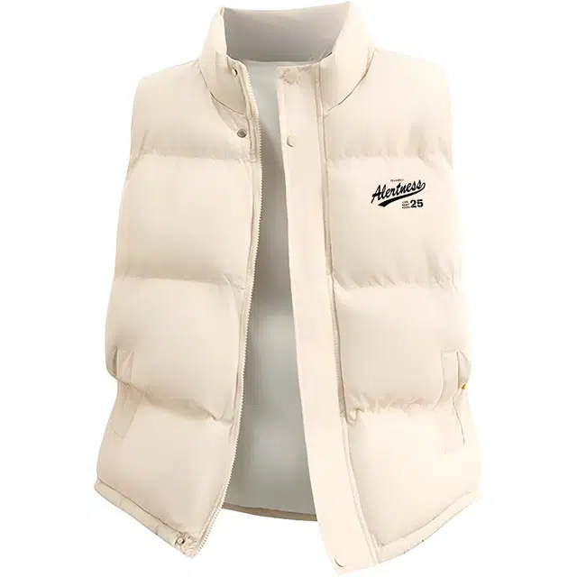 图兰朵 美式高街复古简约潮流字母印花休闲运动宽松百搭外穿舒适加厚保暖无袖坎肩立领外套棉马甲 男女同款