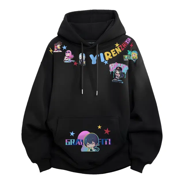 一人之下 国潮美式潮牌设计感落肩套头连帽卫衣 男女同款