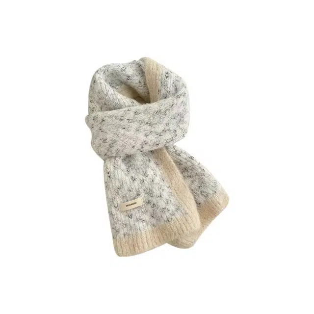 恩僾德 韩系氛围感软糯针织冬季加厚保暖百搭护颈高颜值 聚酯纤维 绒线围巾 男女同款情侣款