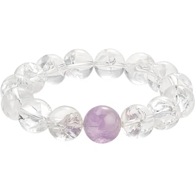 老庙 冰透白 亮眼紫单颗 轻奢时尚 高级感显气质  简约 复古 小众 个性 潮流 轻奢天然 白水晶 手串 女款