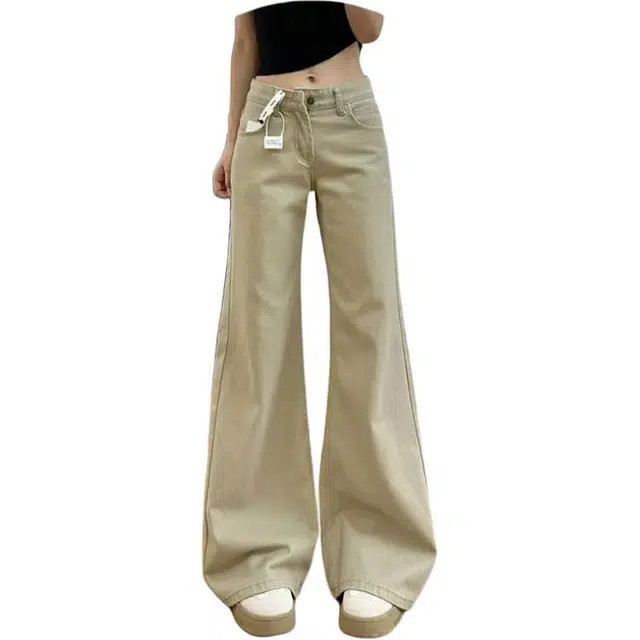 如续 美式复古不贴腿微喇辣妹低腰显瘦直筒拖地牛仔裤 女款