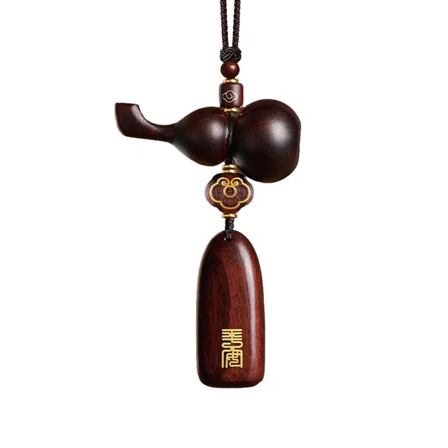 子婳 诸事顺逐出入平安复古国风时尚设计精美檀木汽车挂饰通用木质守护平安葫芦 紫檀属 木作 男女同款情侣款