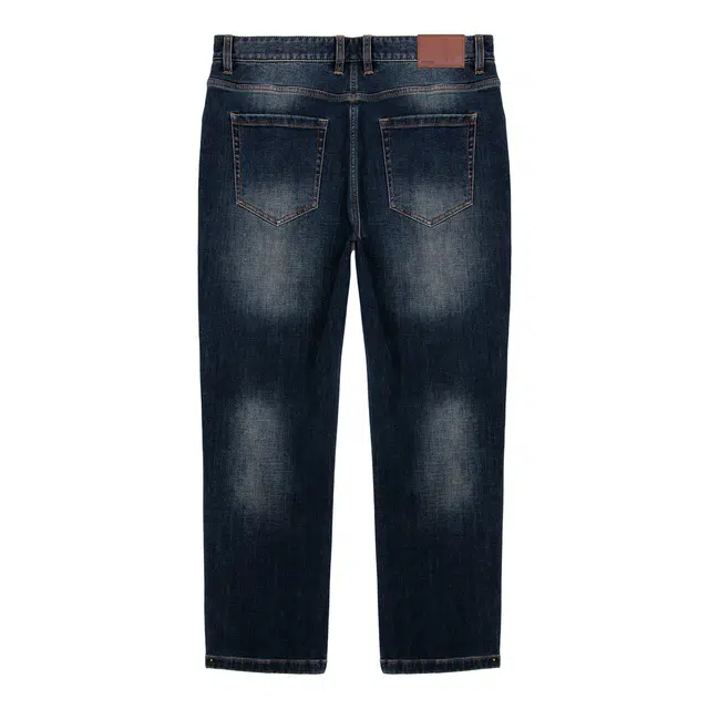 丹宁哲学 蓝色多瑙河 百搭手擦猫须洗水牛仔裤 男款