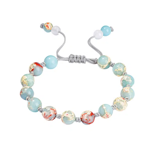 【多宝转运珠-平安纳福】 百慕眸 国潮新中式 复古风招财进宝 古风盘玩珠串 编织绳可调节好运 寿山石 手串 男女同款情侣款