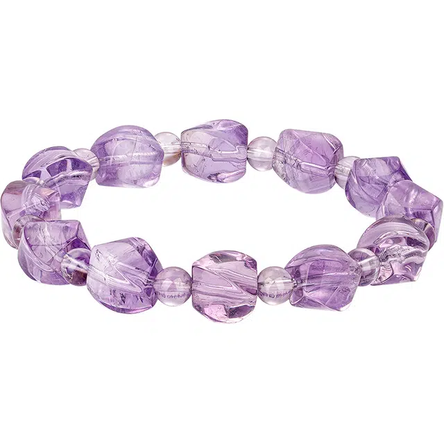 老庙 随型圆珠 森系甜美 轻奢时尚高级感显气质  日常通勤百搭 好运天然 紫水晶 手串 女款