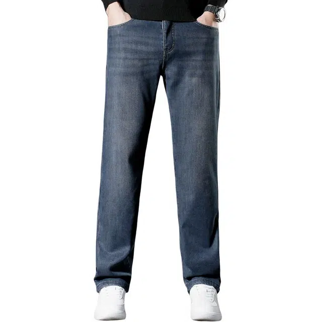 卡丹狄诺 天丝莱赛尔加绒加厚男士冬季柔软轻商务休闲中高腰保暖轻奢长裤男裤子男牛仔裤 男款