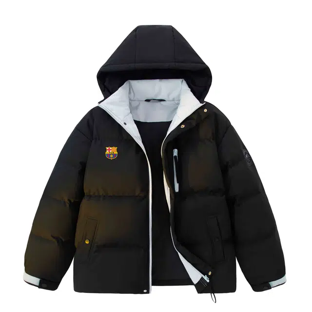 巴塞罗那足球俱乐部 美式连帽校园风宽松保暖面包服日常通勤休闲百搭外套时尚学生慵懒感长袖棉服 男女同款