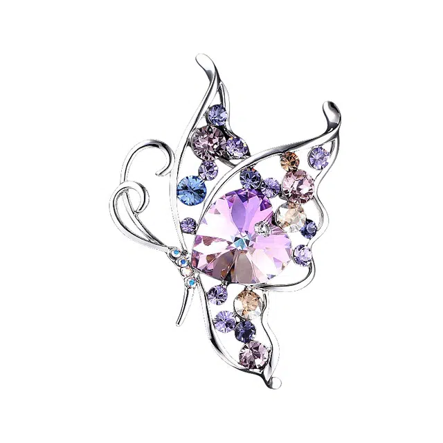 兰盈 蝴蝶配饰 水晶 胸针 男女同款情侣款