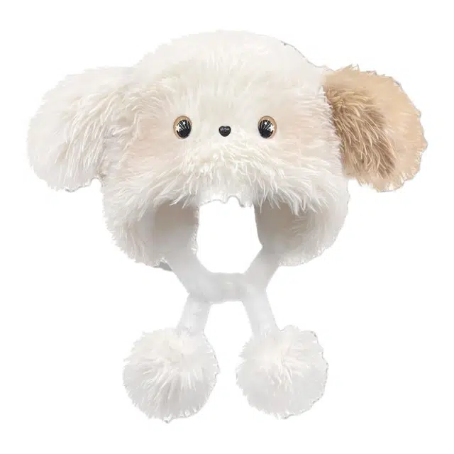 【小狗模拟器~秋冬入】 攸委 可爱卡通腮红狗狗耳朵保暖加厚 涤纶 绒线帽 男女同款情侣款