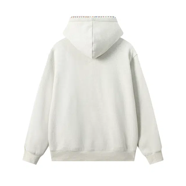 江南先生 流浪者之歌 抗菌抗静电连帽外套秋季小花朵贴布绣贝壳刺绣宽松加绒加厚上衣卫衣 男女同款