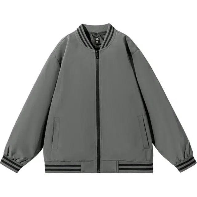 爱爸爸 百搭韩版条纹运动时尚舒适夹克 男女同款