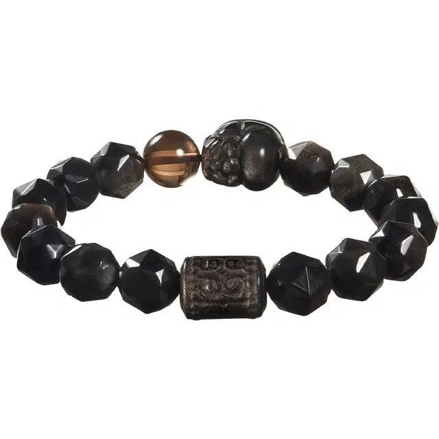 【菱形盘串】 老庙 简约 复古 小众 个性 潮流 日常通勤百搭 小众设计  国潮 新中式天然 黑发晶 手串 女款