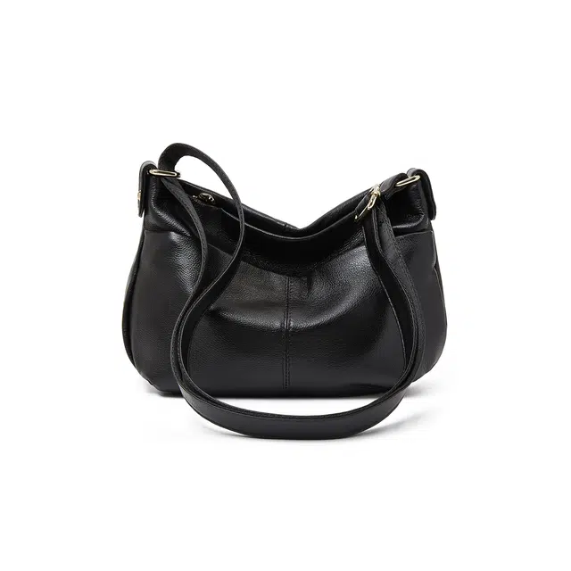 老人头 慵懒风休闲时尚百搭日常通勤柔软单肩包 牛皮革 斜挎包 常规 女款 黑色/浅蓝色/深杏色