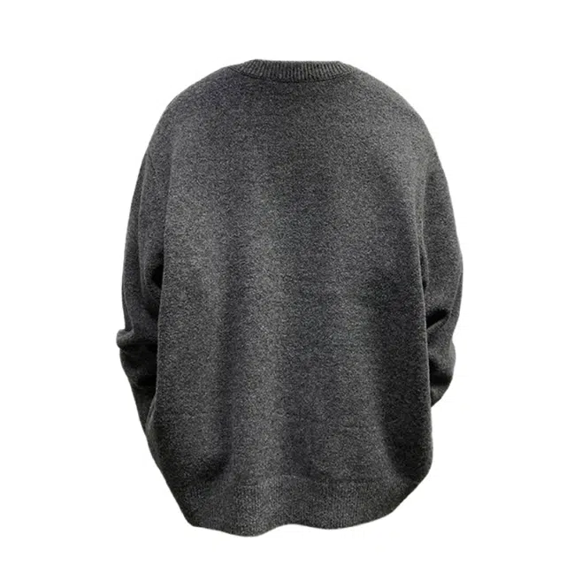 半空山 纯色简约双排扣潮流设计慵懒风开衫外套宽松百搭舒适透气圆领针织衫 男女同款