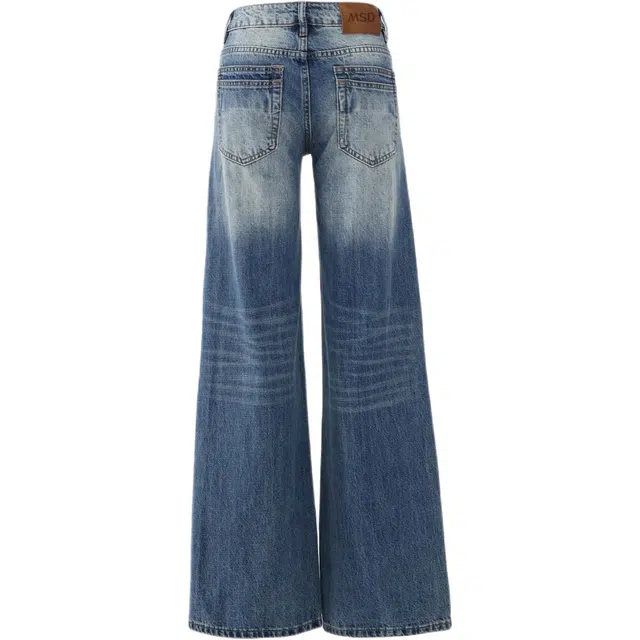 玫丝朵 美式复古高腰宽松阔腿裤百搭低腰直筒牛仔裤 女款