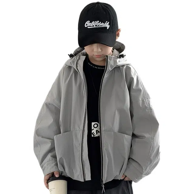 木清清上装 潮流气质男童中大童宽松立体加绒加厚夹克休闲外套秋冬款 青少年