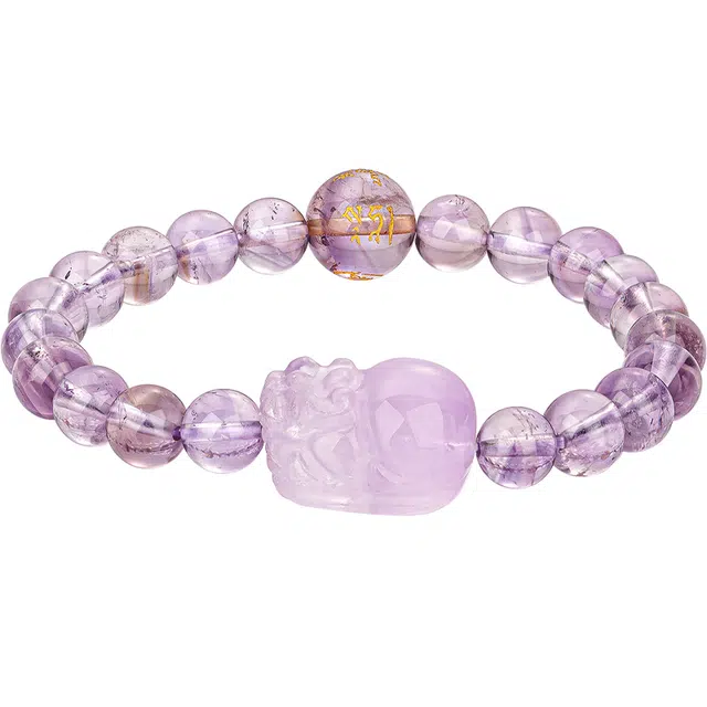 【吉祥吞金兽】 老庙 貔貅 可爱 轻奢时尚高级感显气质 新中式国潮小众设计 日常通勤百搭 女生 礼盒#好运天然 紫水晶 手串 女款