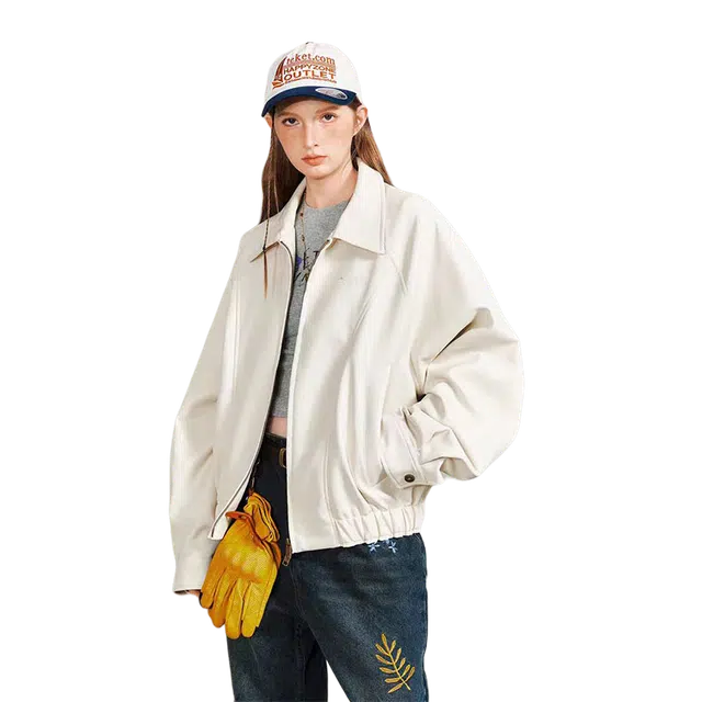 一碗士多 拼接解构纯色翻领拉链美式复古高街时尚流行痞帅个性高级设计日常通勤宽松舒适百搭不挑人夹克 男女同款