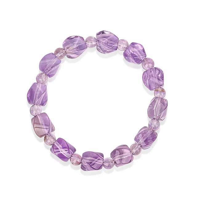 老庙 随型圆珠 森系甜美 轻奢时尚高级感显气质  日常通勤百搭 好运天然 紫水晶 手串 女款