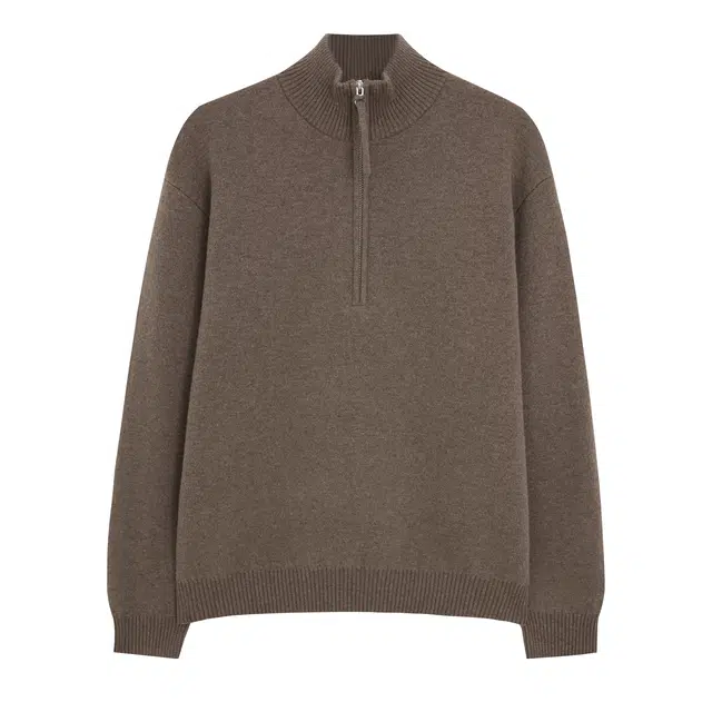 丹宁哲学 北欧静奢 厚实保暖美利奴羊毛 冬季半拉链门襟针织衫 男款