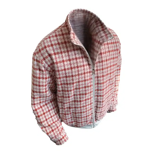 半空山 小香风经典格子撞色高级感立领宽松休闲潮流街头加厚加棉保暖舒适百搭小众基础款棉服外套夹克 男女同款