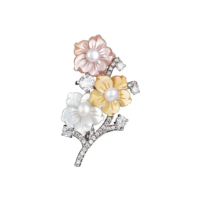 兰盈 樱花轻奢小众胸花原创设计 奥地利水晶 胸针 女款