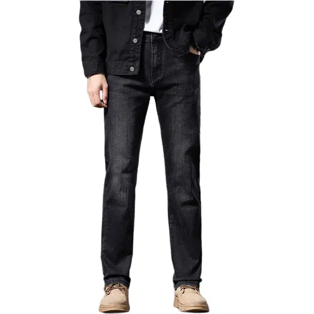 潮人榜 秋冬季潮牌百搭潮流日常通勤痞帅高品质修身小脚显高显瘦直筒系列高端商务休闲弹力牛仔裤 男款